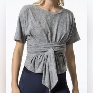 Johnathan Simkhai X Carbon38 Tie Front Tee in Heather Gray